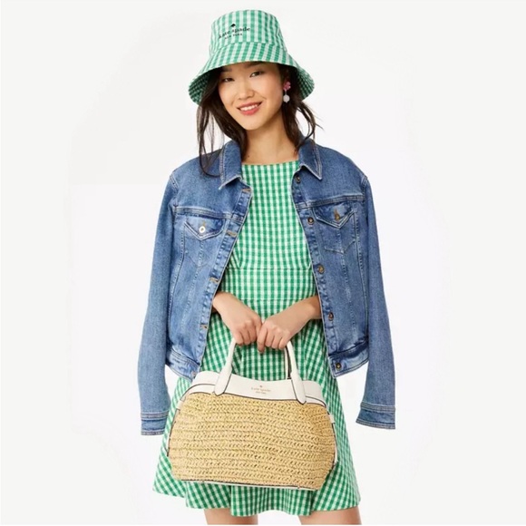 ♠️kate spade Dumpling Straw Large Satchel Bag, Parchment NWT - Picture 14 of 14